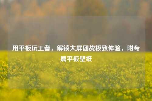 用平板玩王者,解锁大屏团战极致体验,附专属平板壁纸
