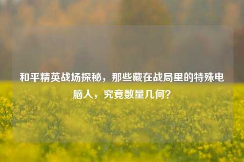 和平精英战场探秘,那些藏在战局里的特殊电脑人,究竟数量几何?