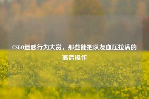 CSGO迷惑行为大赏,那些能把队友血压拉满的离谱操作