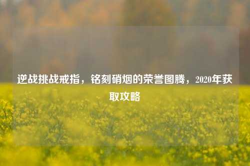 逆战挑战戒指,铭刻硝烟的荣誉图腾,2020年获取攻略