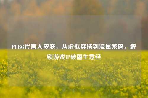 PUBG代言人皮肤,从虚拟穿搭到流量密码,解锁游戏IP破圈生意经