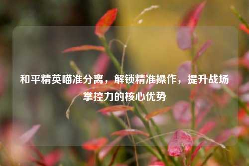 和平精英瞄准分离,解锁精准操作,提升战场掌控力的核心优势