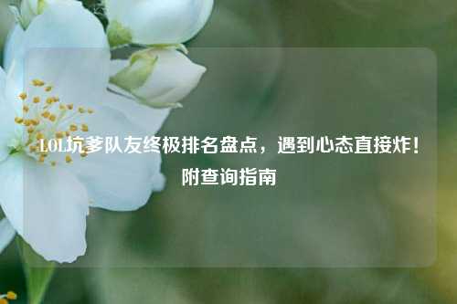 LOL坑爹队友终极排名盘点,遇到心态直接炸!附查询指南