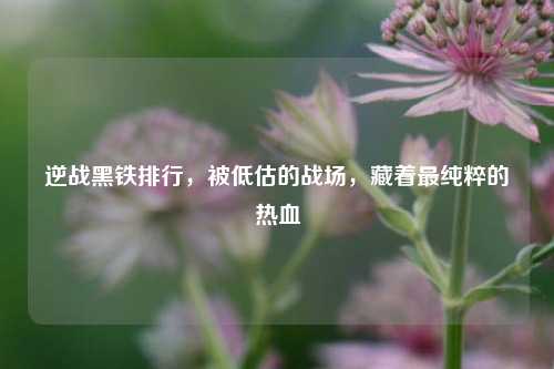 逆战黑铁排行,被低估的战场,藏着最纯粹的热血