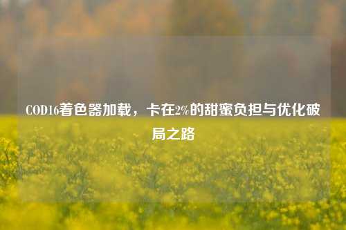 COD16着色器加载,卡在2%的甜蜜负担与优化破局之路
