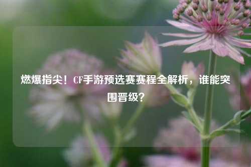 燃爆指尖!CF手游预选赛赛程全解析,谁能突围晋级?