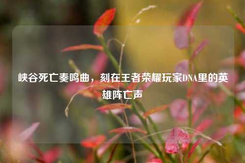 峡谷死亡奏鸣曲,刻在王者荣耀玩家DNA里的英雄阵亡声