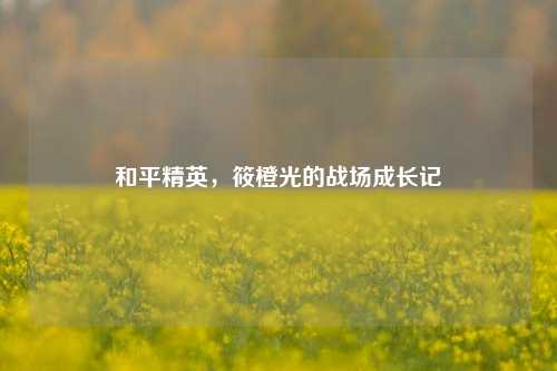 和平精英,筱橙光的战场成长记