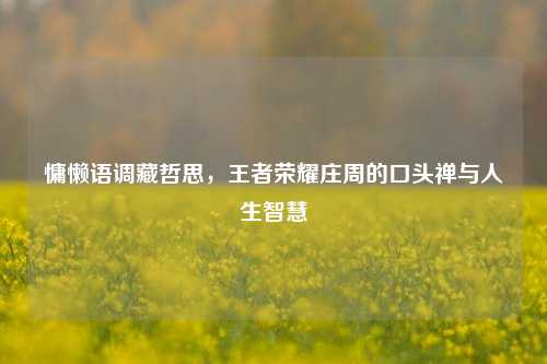 慵懒语调藏哲思,王者荣耀庄周的口头禅与人生智慧