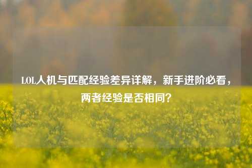 LOL人机与匹配经验差异详解,新手进阶必看,两者经验是否相同?