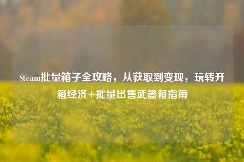 Steam批量箱子全攻略,从获取到变现,玩转开箱经济+批量出售武器箱指南